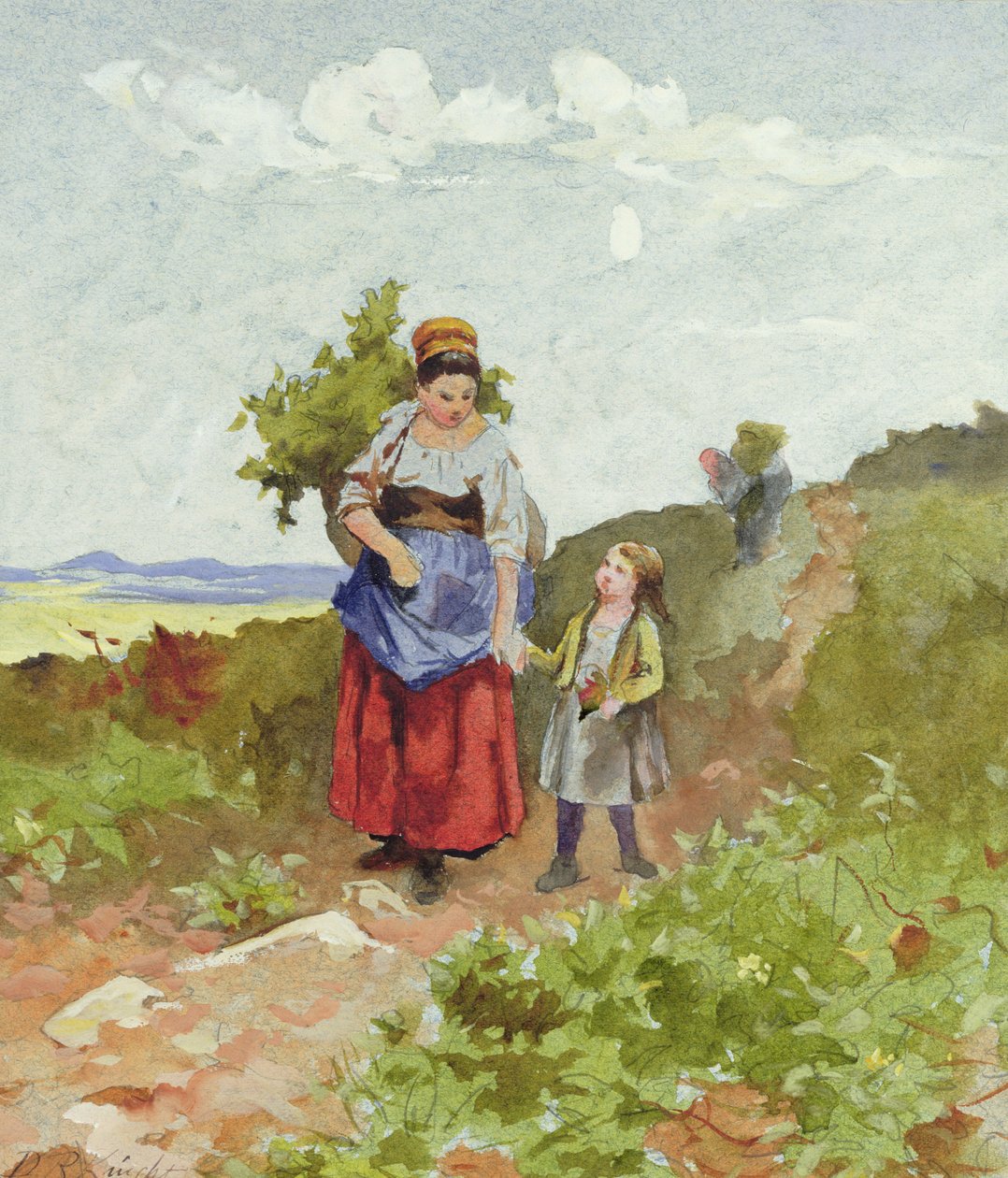 Paysans français sur un chemin - Daniel Ridgway Knight