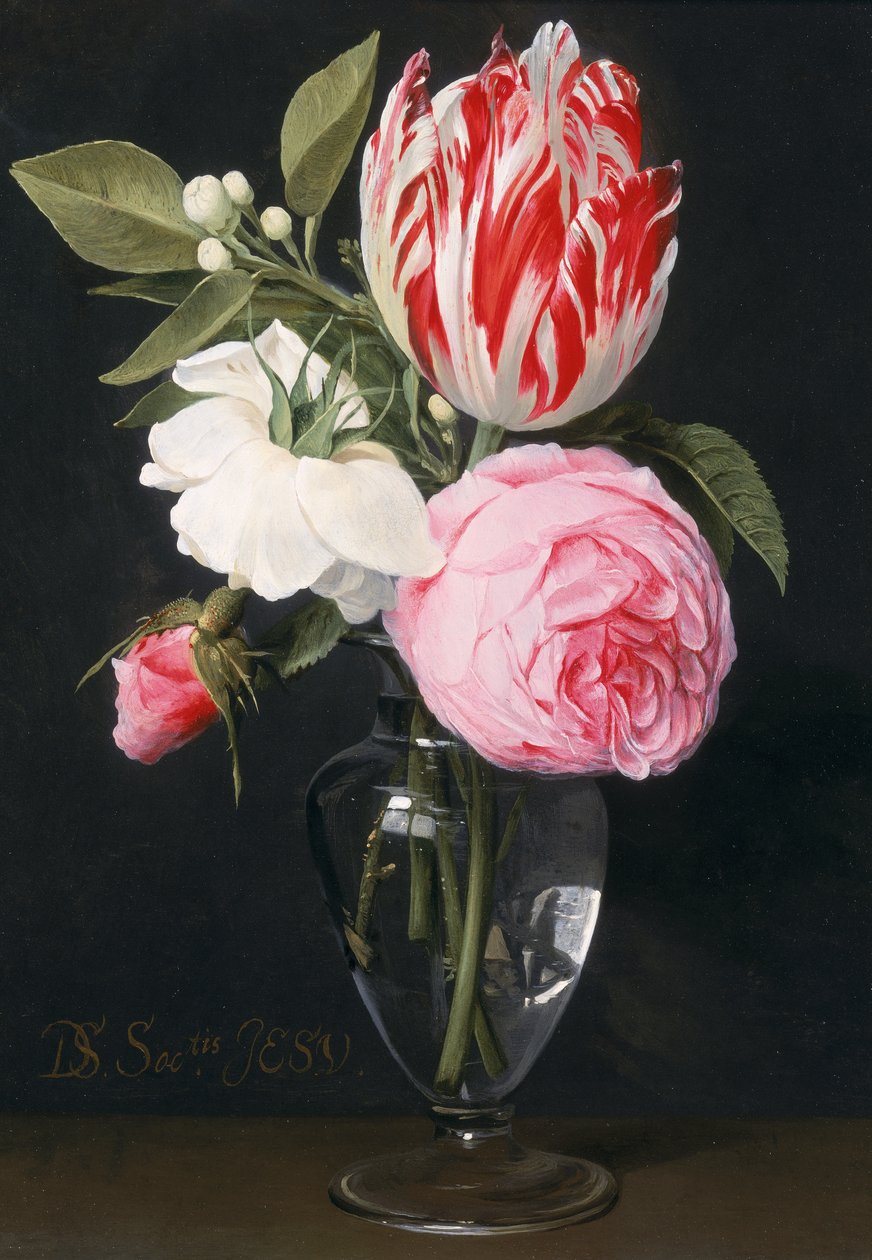 Fleurs dans un vase en verre - Daniel Seghers