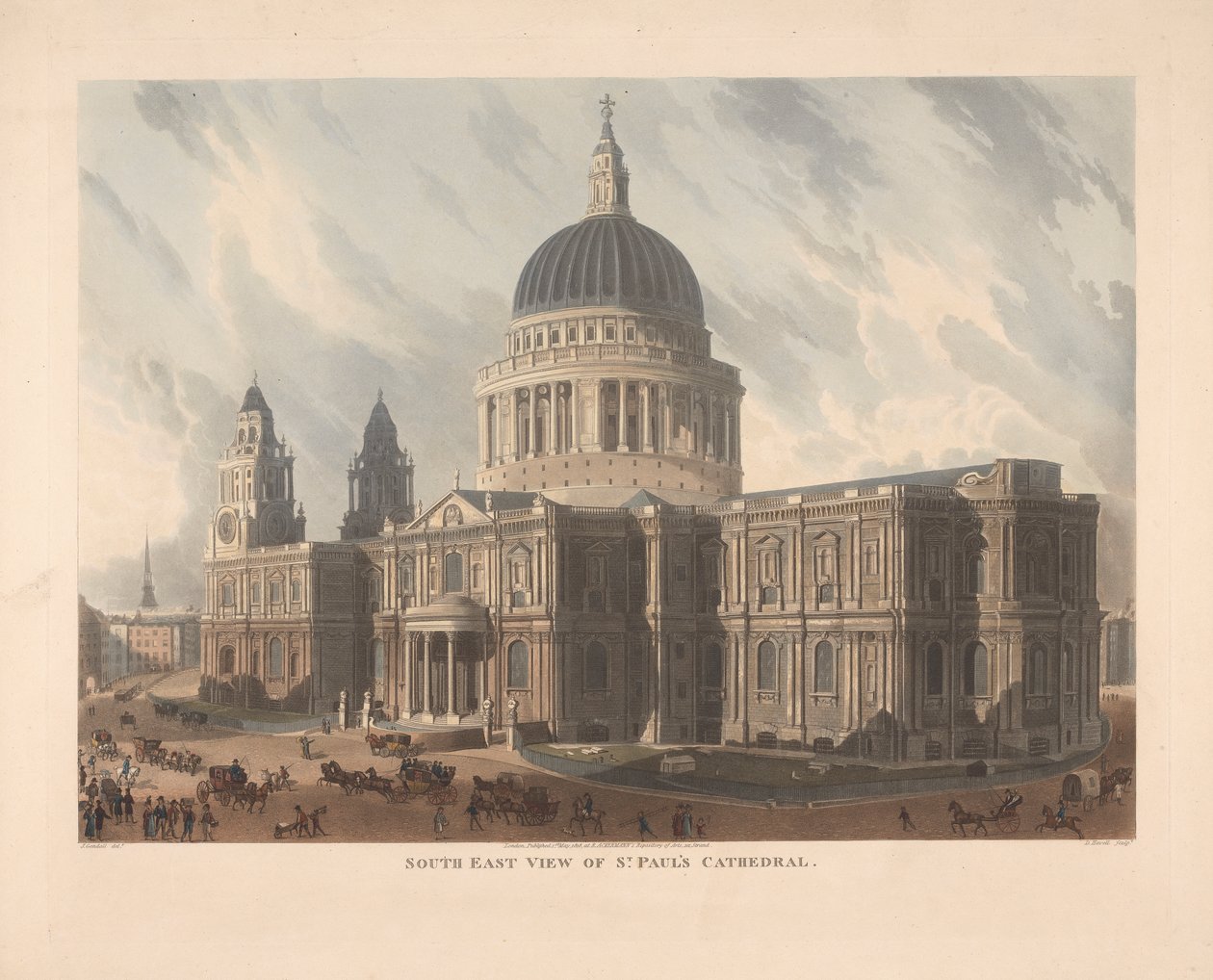 Vue sud-est de la cathédrale Saint-Paul - Daniel Havell