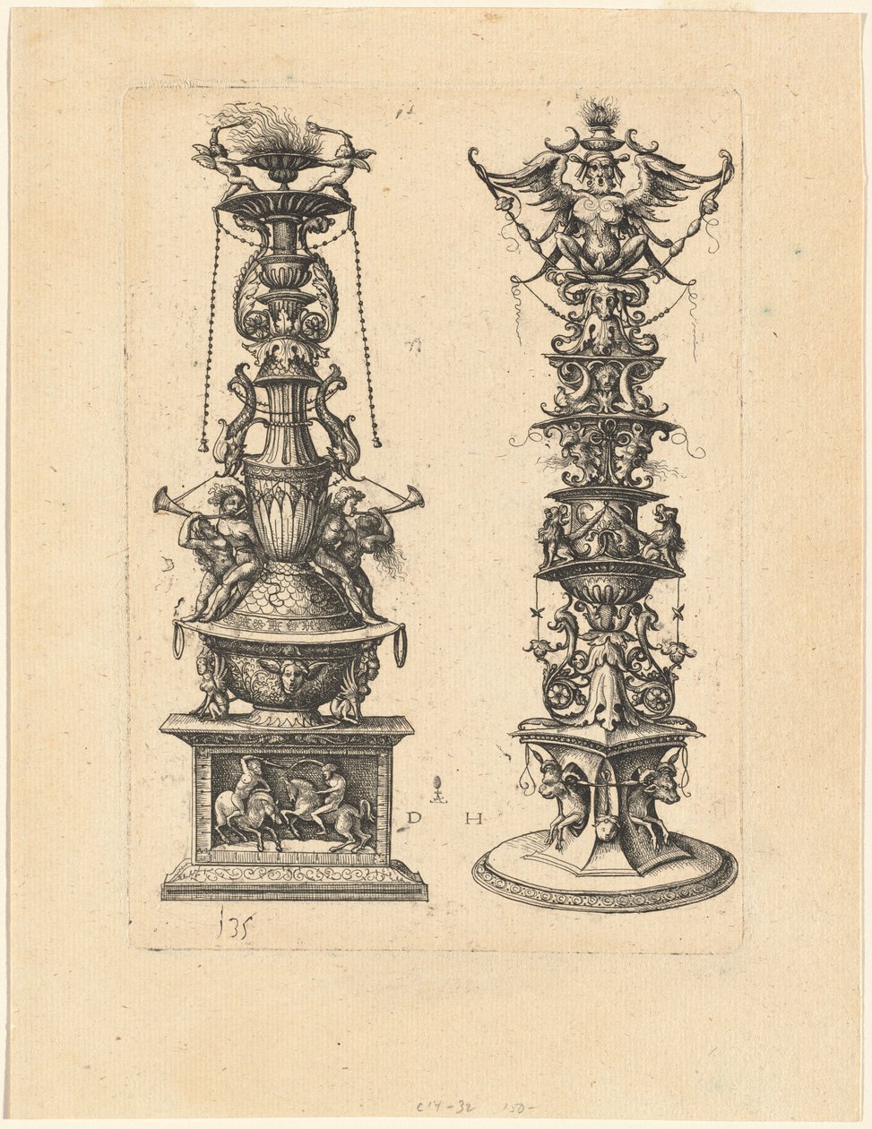 Deux Dessins de Candélabres - Daniel Hopfer