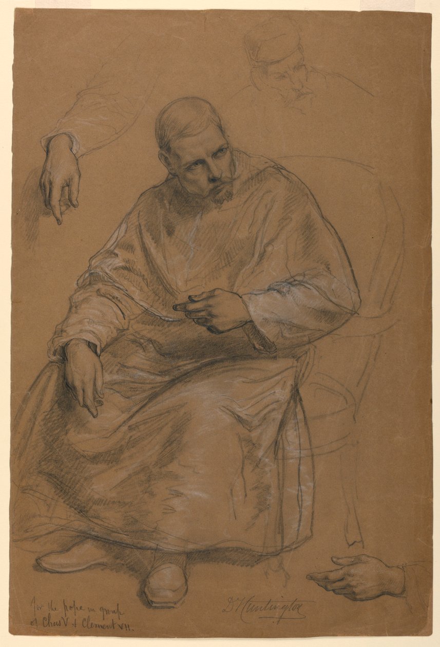Dessin, étude pour "Titian Showing", 1872 - Daniel Huntington