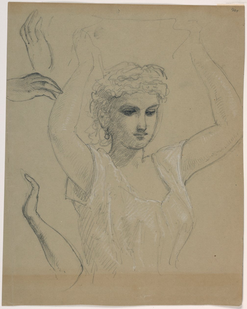 Dessin, Femme aux mains levées A, 1844-45 - Daniel Huntington