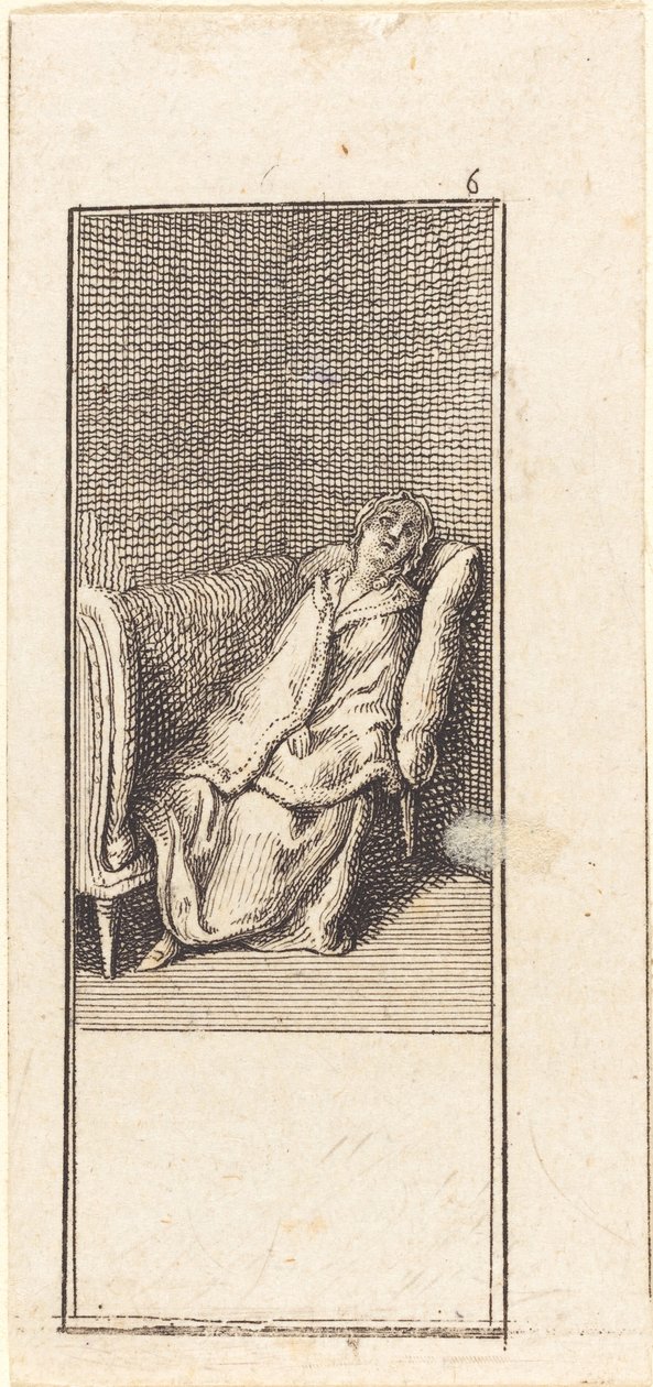 Fille dormant sur un canapé - Daniel Nikolaus Chodowiecki