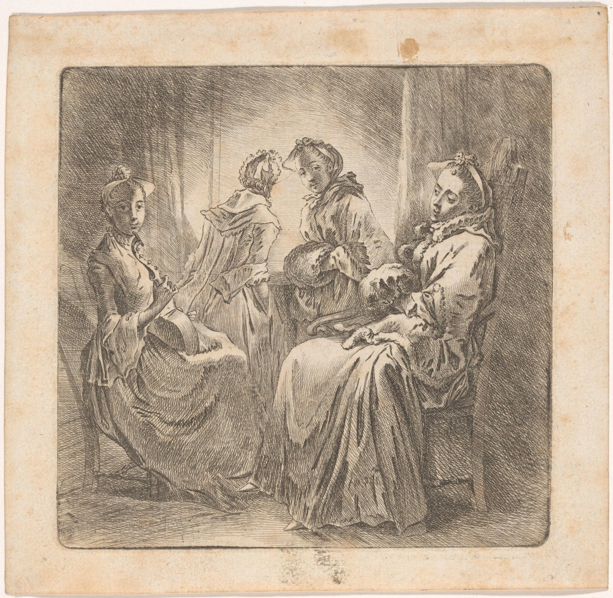 Quatre dames à la fenêtre - Daniel Nikolaus Chodowiecki