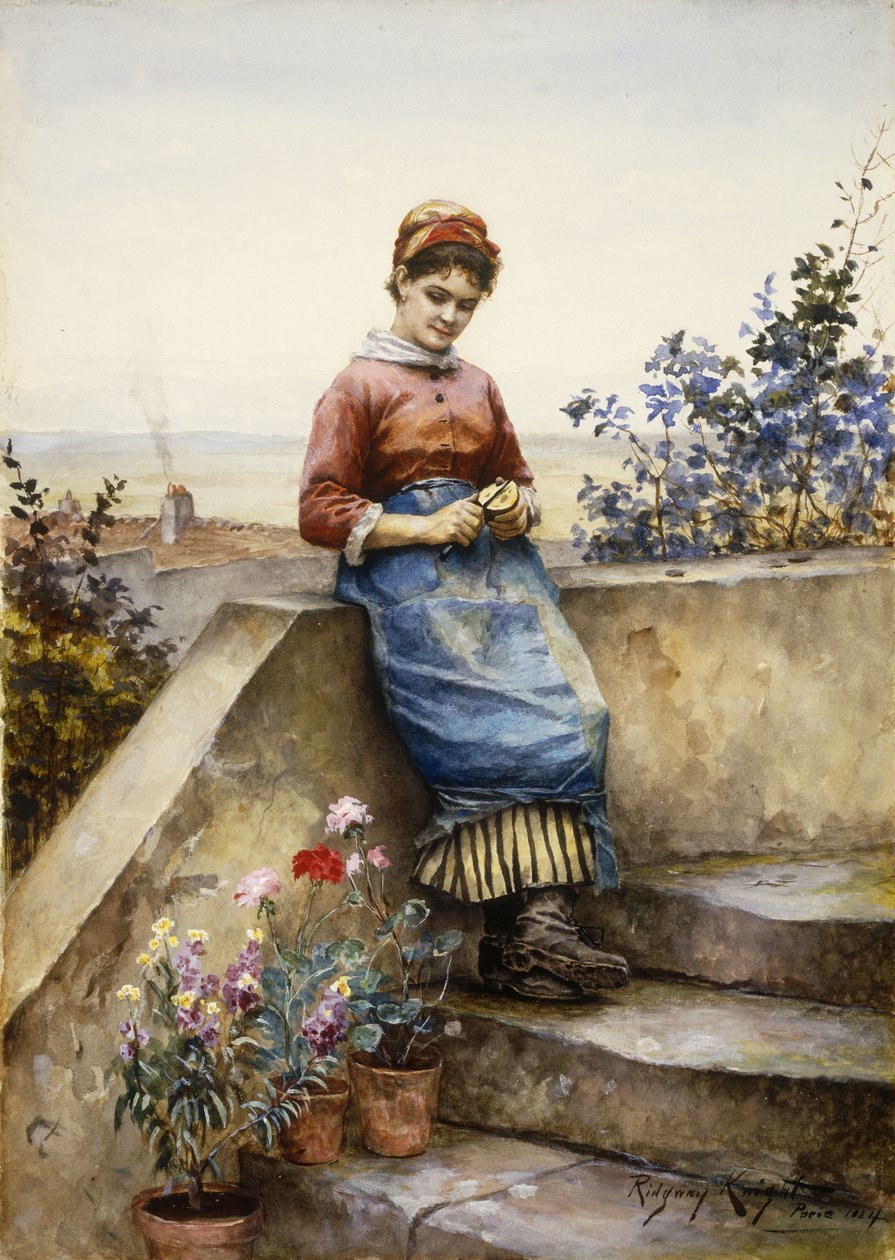 Éplucher une pomme, 1884 - Daniel Ridgway Knight