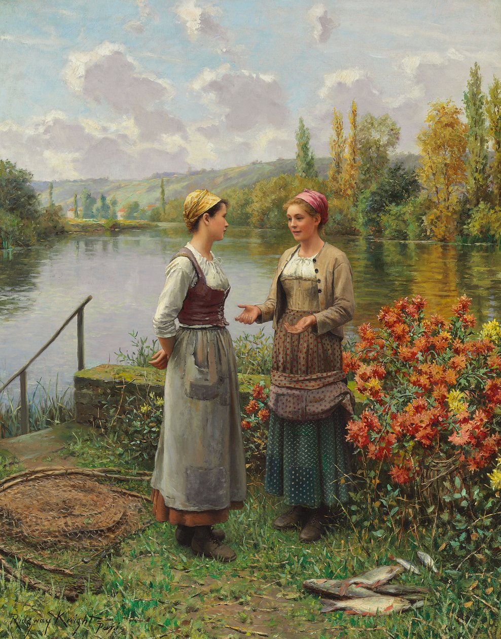 Deux femmes dans un paysage - Daniel Ridgway Knight