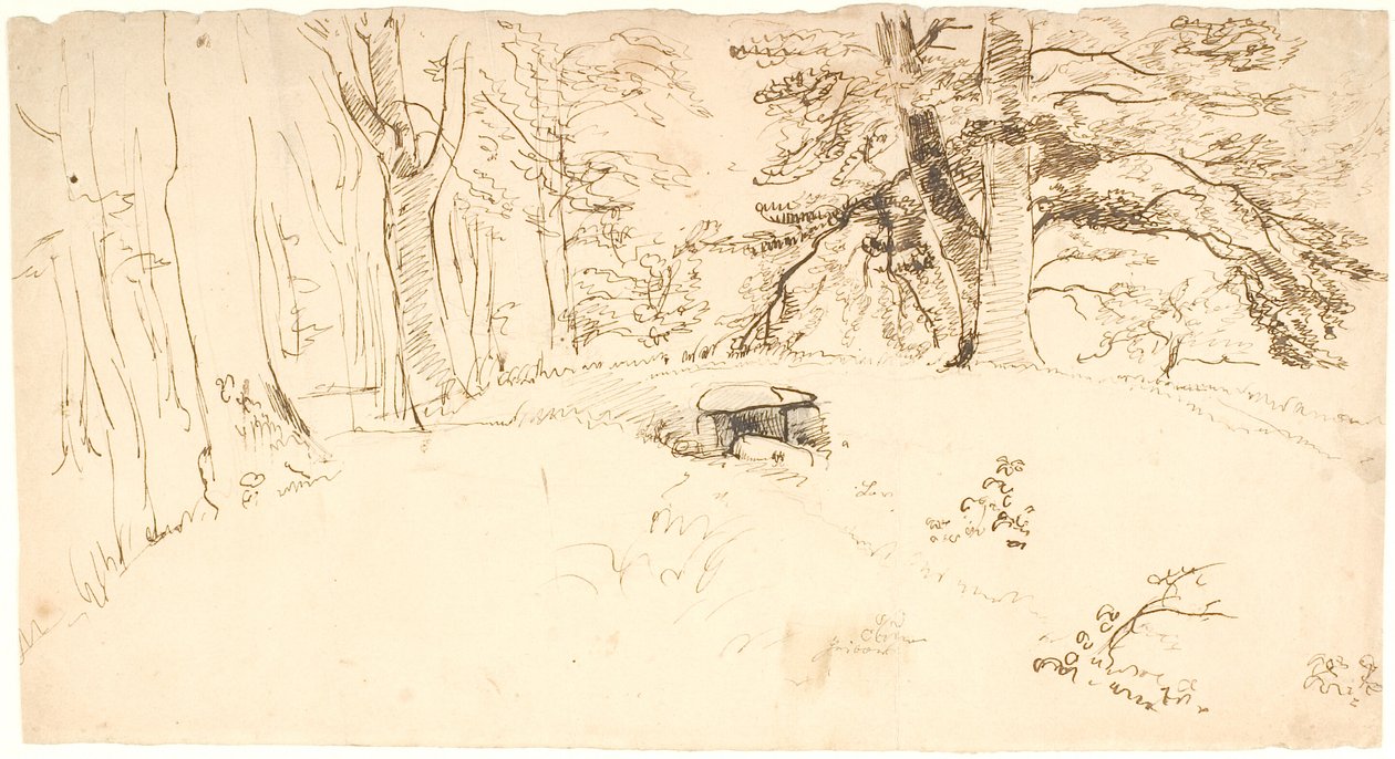 Un tumulus boisé avec entrée au tombeau - Dankvart Dreyer