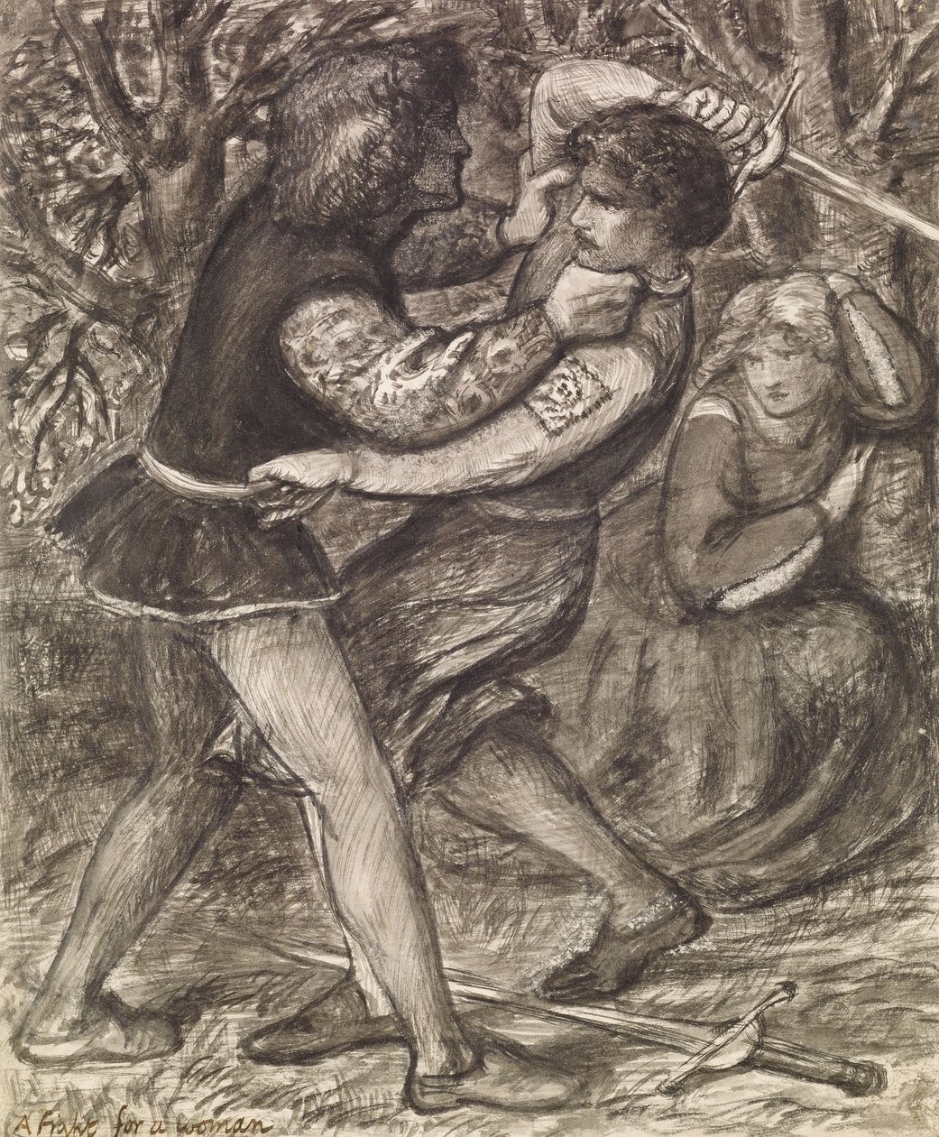 Une lutte pour une femme - Dante Gabriel Charles Rossetti