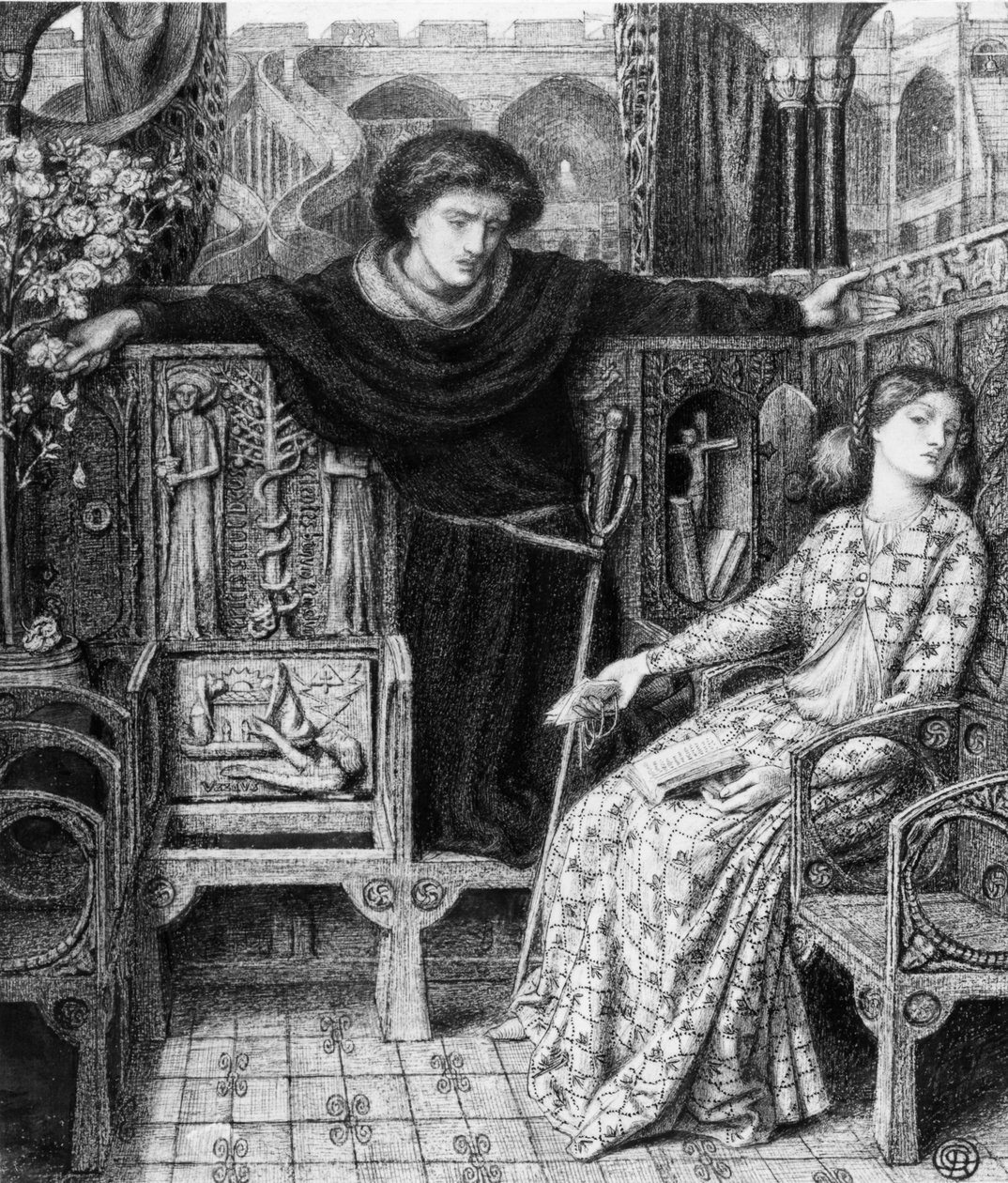 Hamlet et Ophélie, 1858 - Dante Gabriel Charles Rossetti