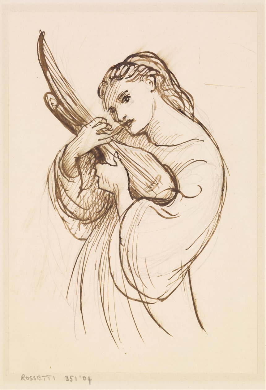 Fille avec un instrument de musique - Dante Gabriel Rossetti