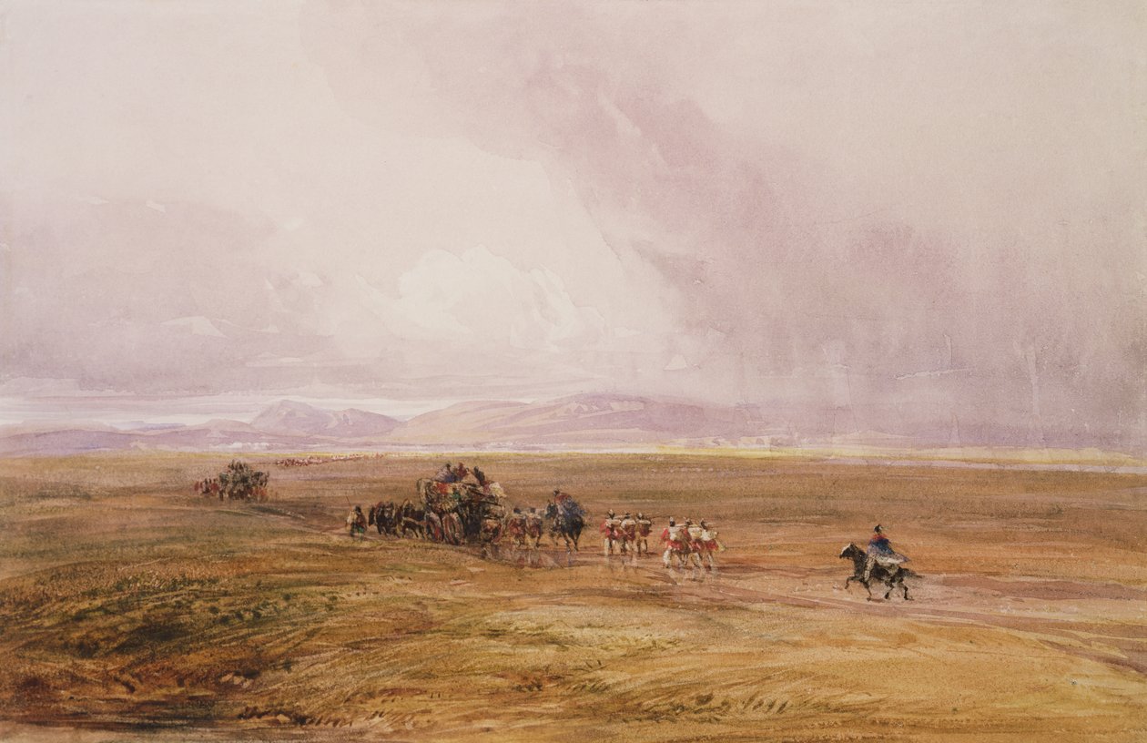 Un convoi traversant une plaine - David Cox