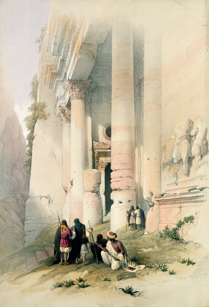 Temple appelé El Khasne, Petra, 7 mars 1839, planche 94 du Volume III de 