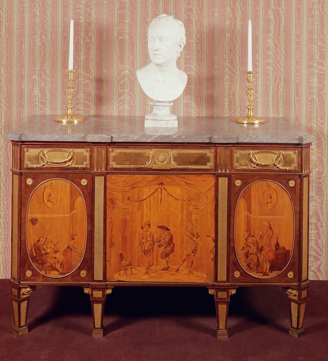 Commode, 1776-79 (marqueterie et dessus en marbre bleu turquin) - David Roentgen