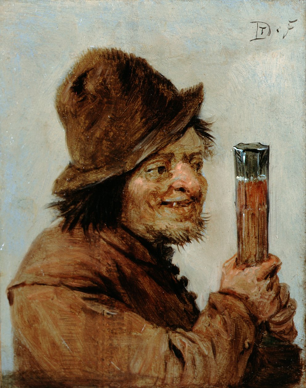 Un paysan tenant un verre - David Teniers the Younger