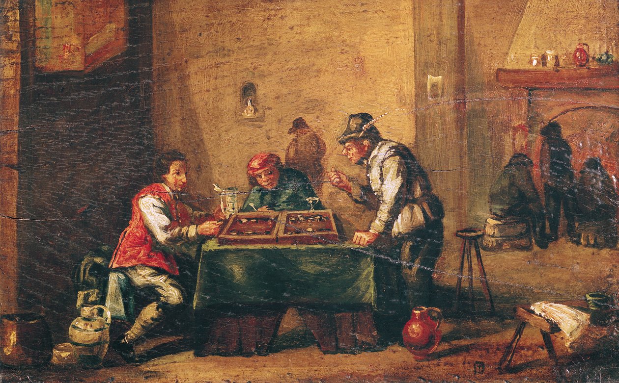 Hommes jouant au backgammon dans une taverne - David Teniers the Younger