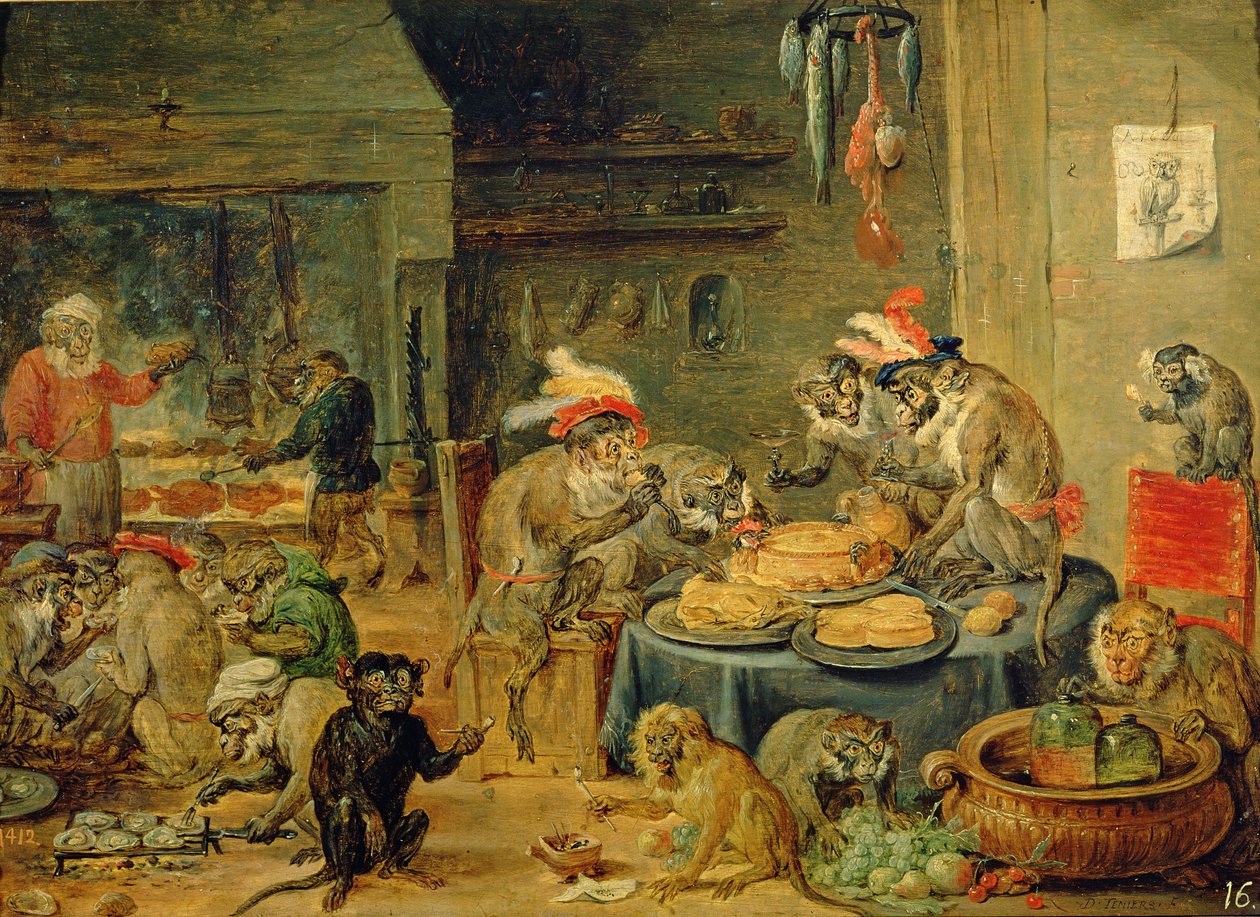 Banquet de singes, 1810 - David Teniers the Younger