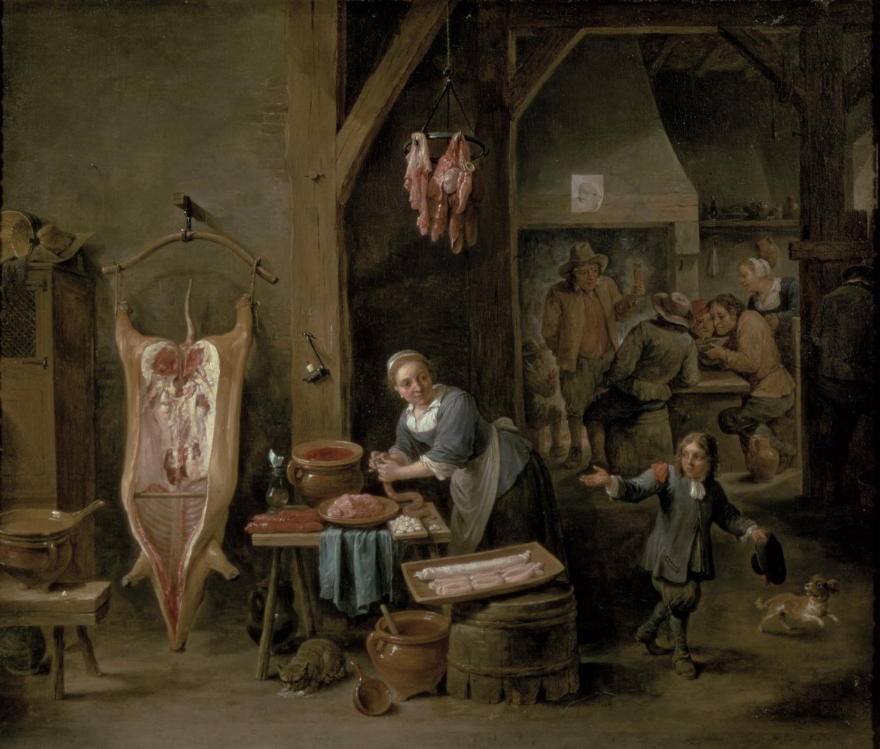 Fabrication de saucisses, 1651 - David Teniers the Younger