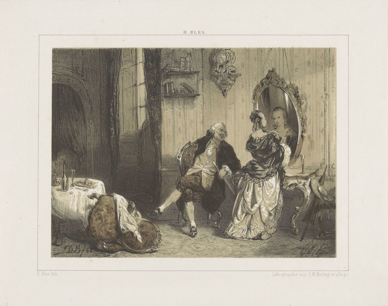 Homme et femme dans un intérieur du XVIIIe siècle - David Bles