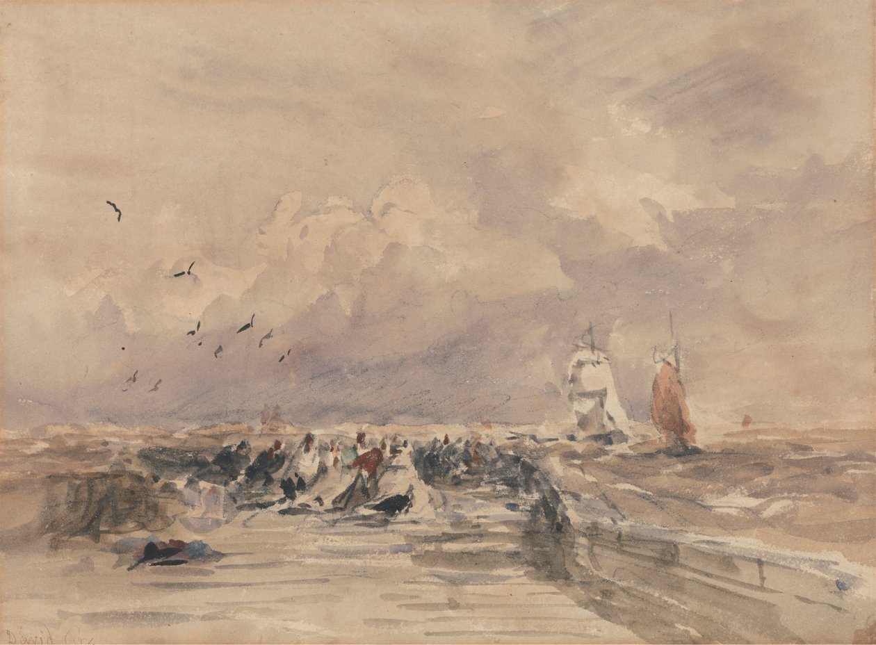 Jetée de Dieppe, vent fort - David Cox