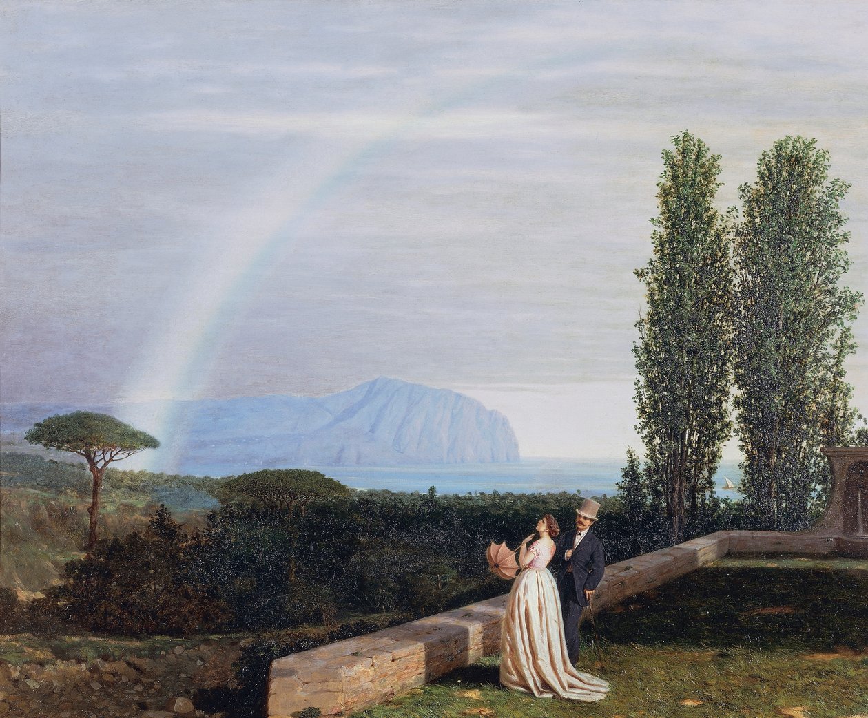 Couple devant un paysage près de Gênes - David Dellepiane