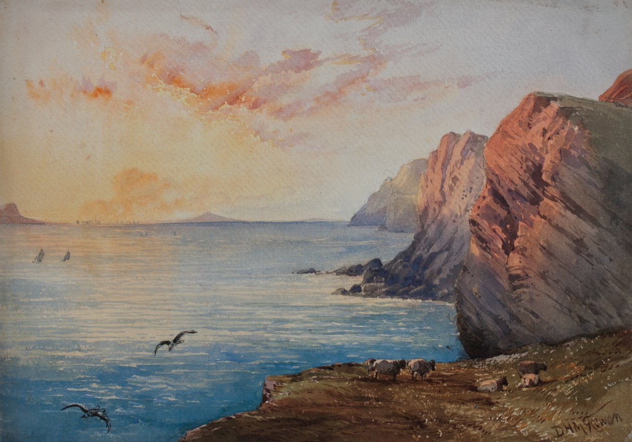 Côte du Dorset au coucher du soleil - David Hall McKewan