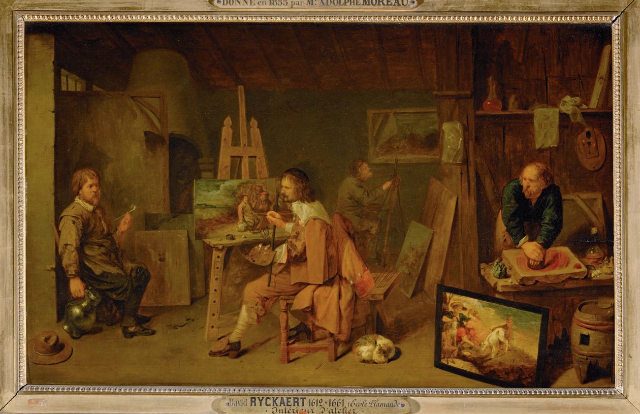Peintres dans leur atelier ... - David III Ryckaert
