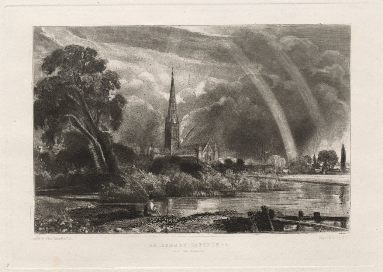 Cathédrale de Salisbury depuis les prés (petite planche) - David Lucas