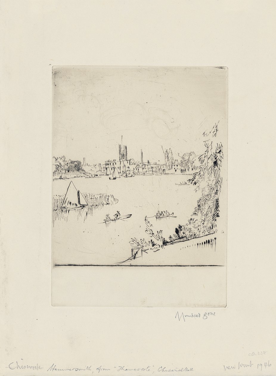 Hammersmith depuis Thamescote, Chiswick Mall - David Muirhead Bone
