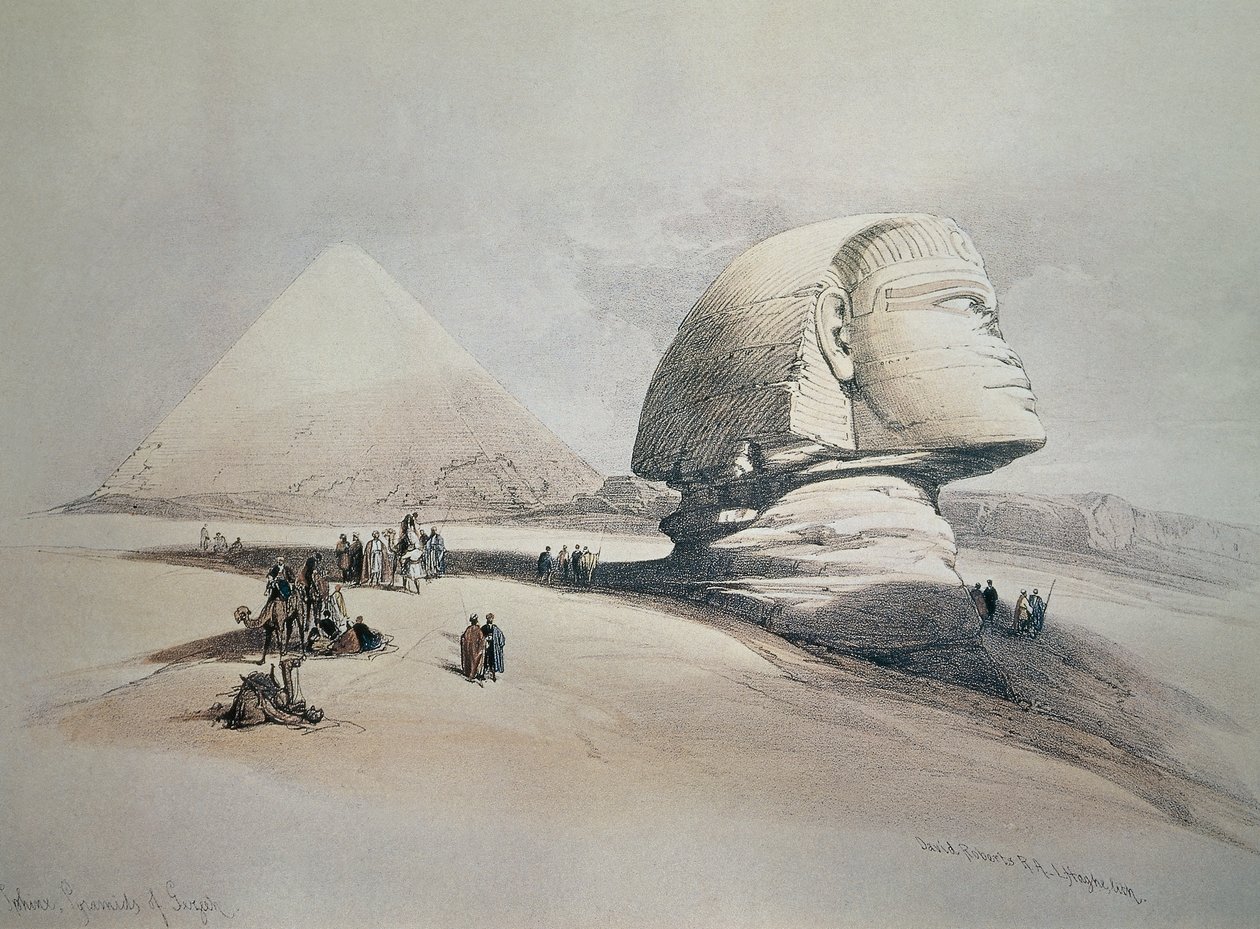 Sphinx à Gizeh. Lithographie - David Roberts