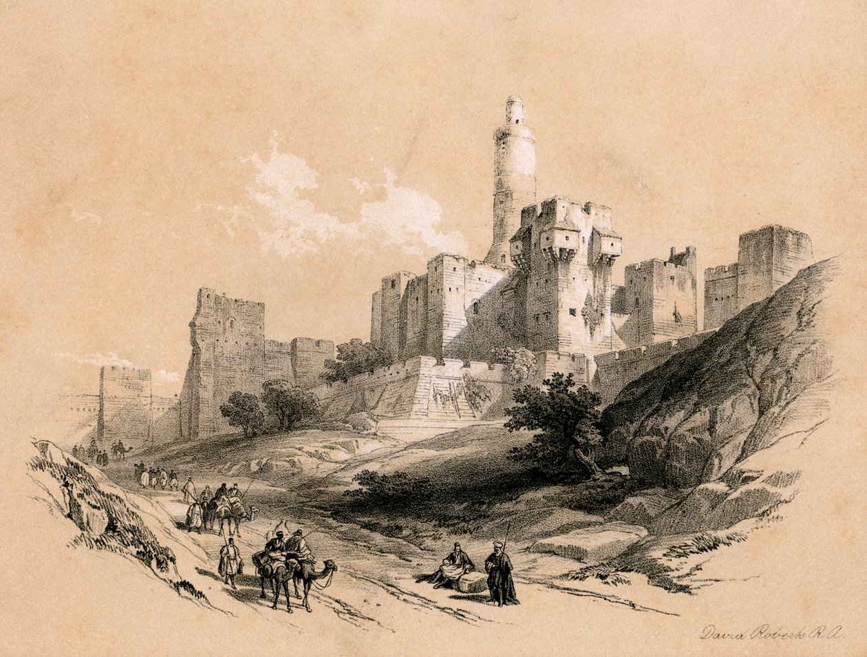 La tour de David, Jérusalem, Israël, 1855 - David Roberts