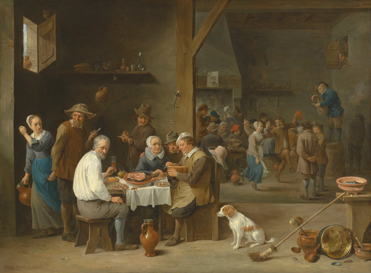 Le dîner au jambon - David Teniers the Younger