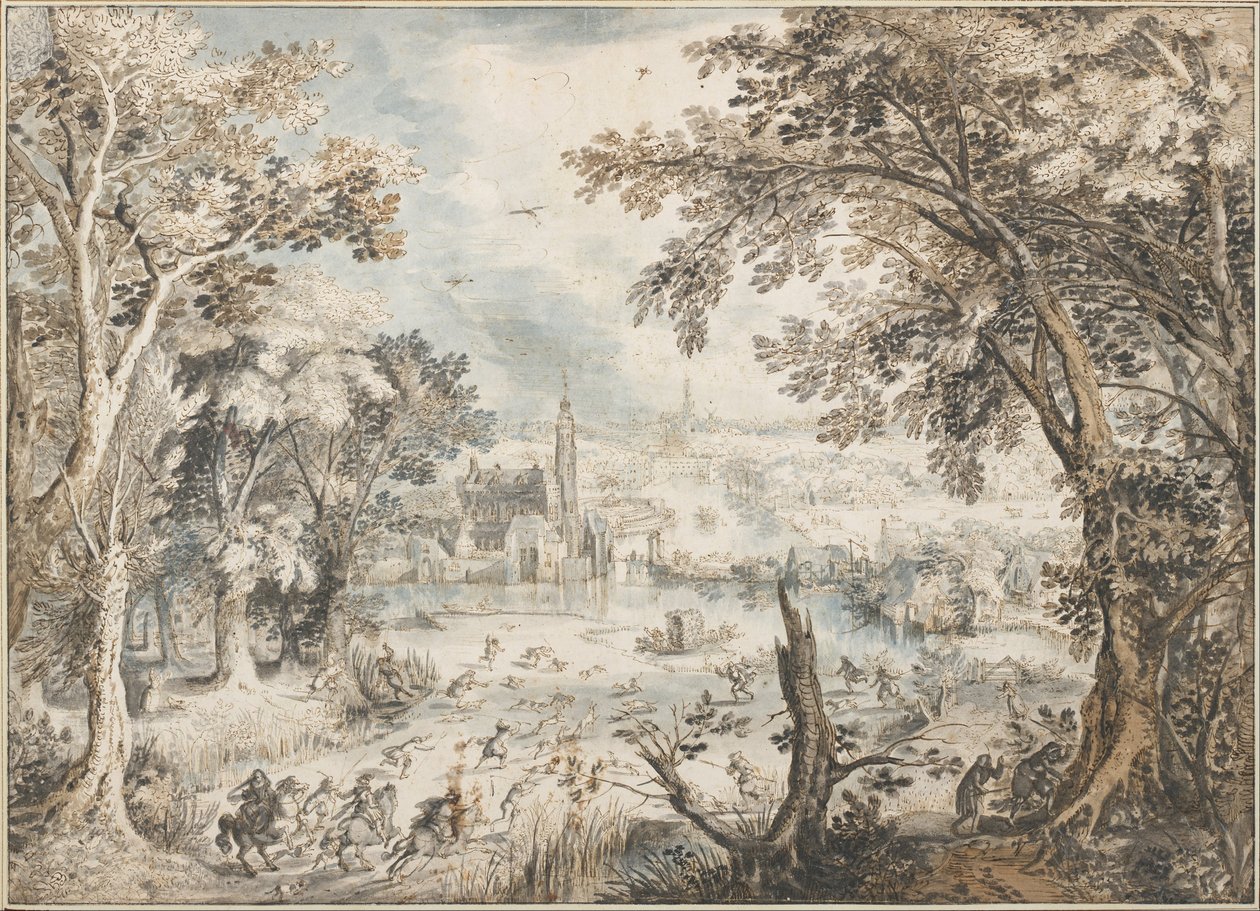 Paysage avec une chasse au lièvre - David Vinckboons