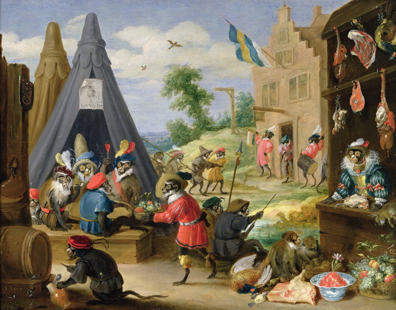 Un campement de singes - David Teniers the Younger