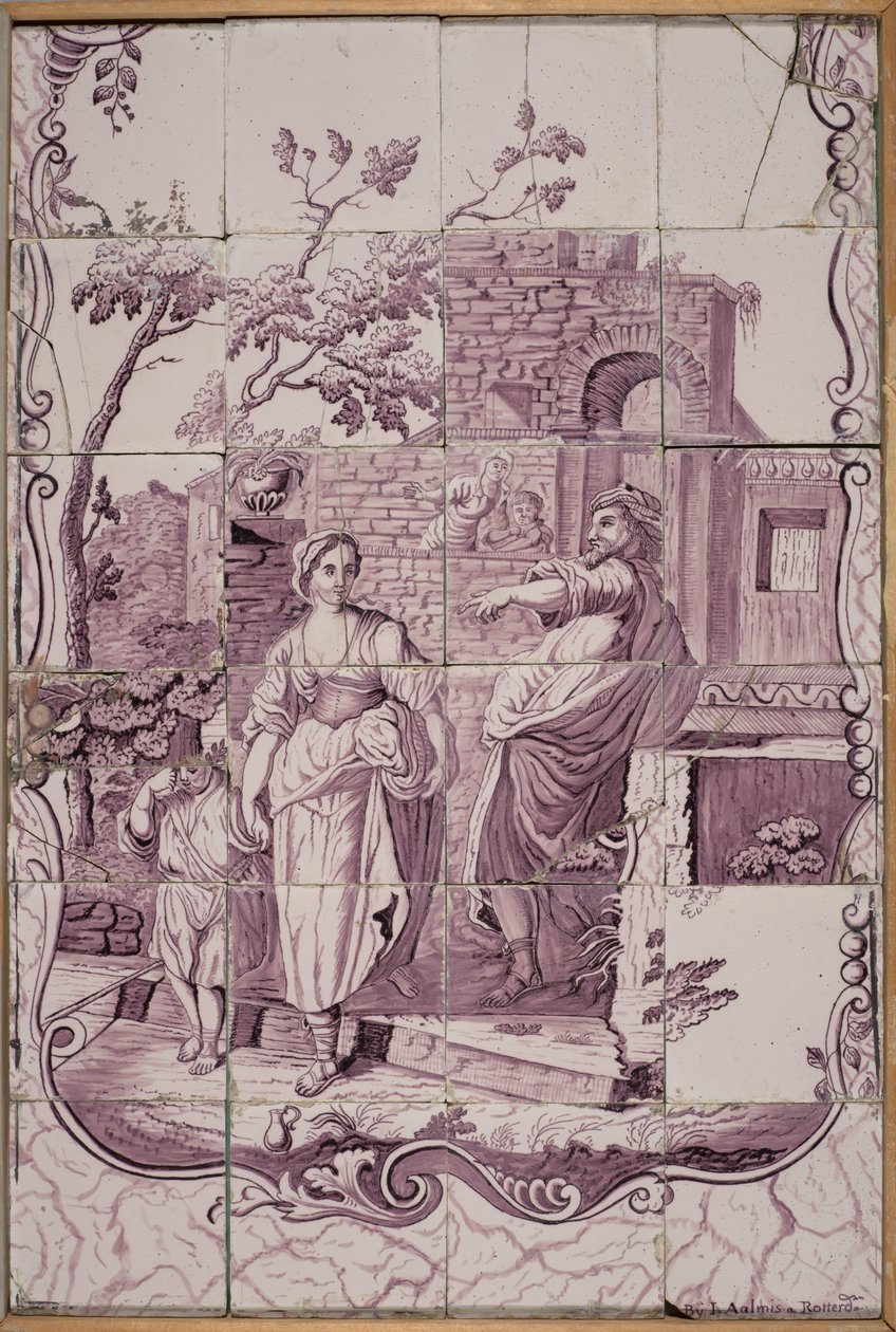 Plaque de tuile : Abraham chassant Agar - De Bloempot Factory