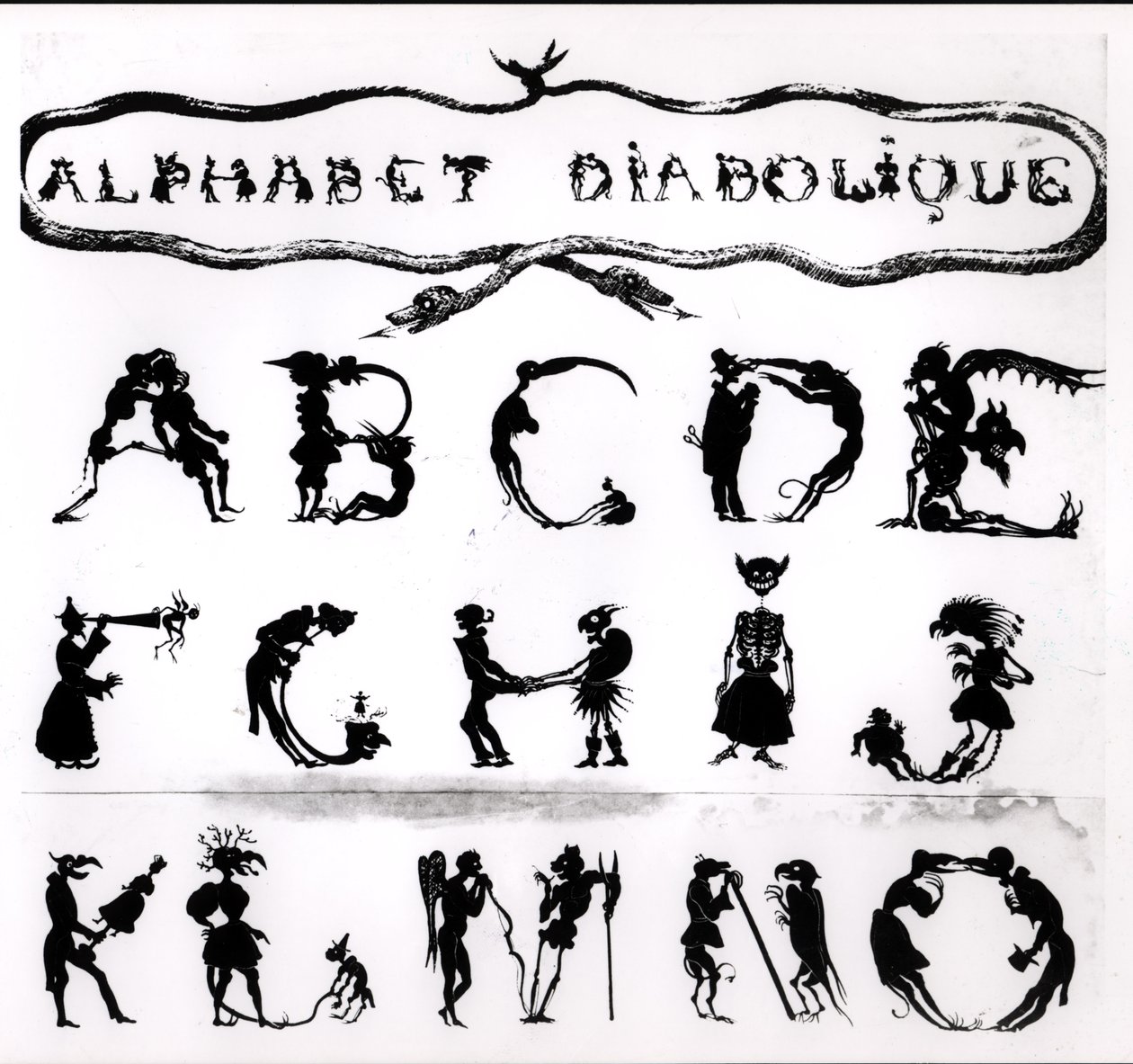 Alphabet diabolique, gravé par Delannois, 1825 (détail) - Delaporte