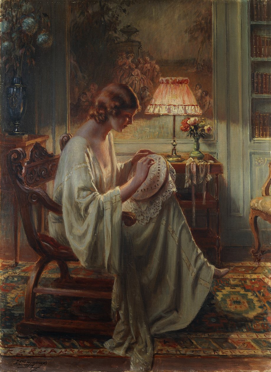 Une Dame Cousant à l