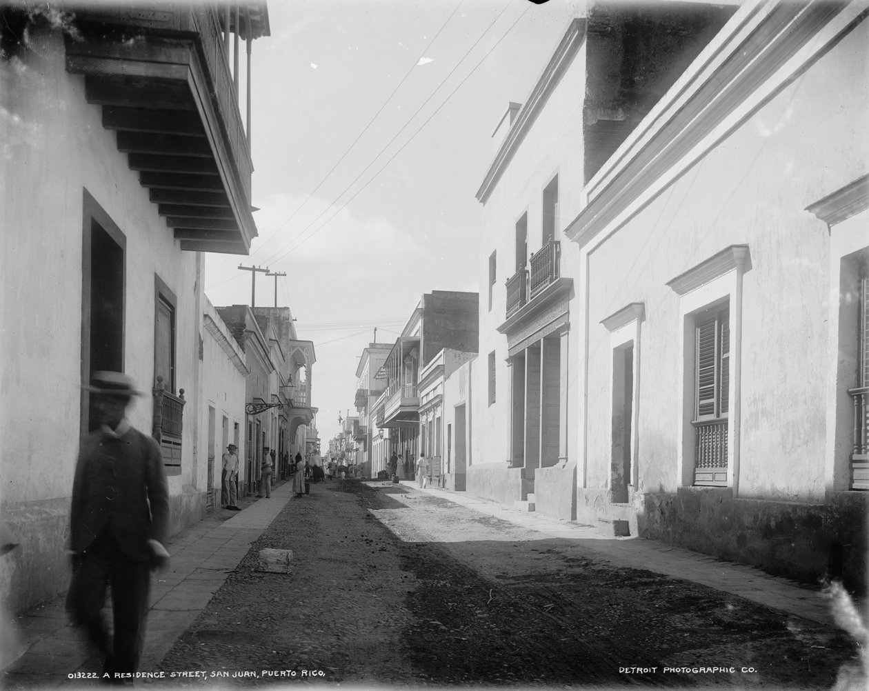 Une rue résidentielle, San Juan, Porto Rico, vers 1900 - Detroit Publishing Co.