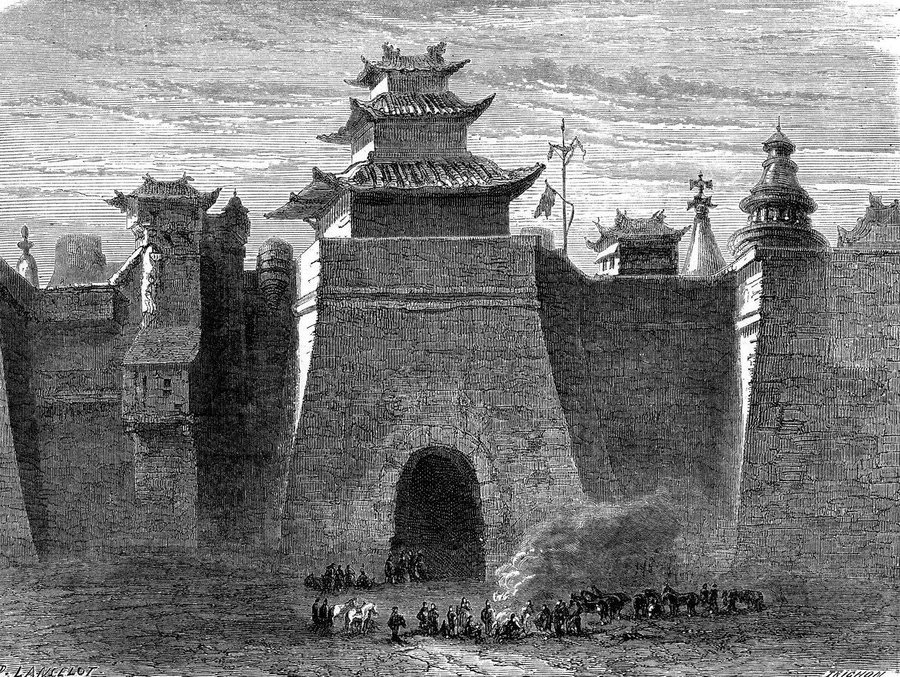 Murs et porte de Pékin, Chine - Dieudonne Auguste Lancelot