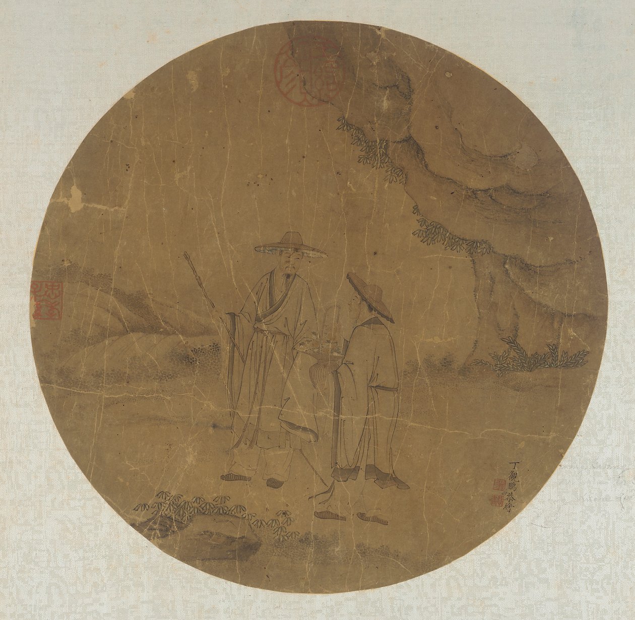 Paysage : deux figures, dynastie Qing, 18ème siècle - Ding Guanpeng