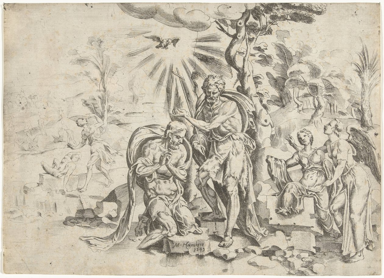Baptême du Christ - Dirck Volckertsz. Coornhert (attributed to)