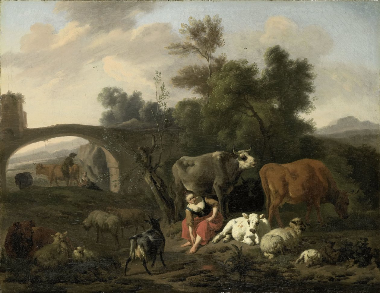 Paysage avec bergers et bétail - Dirck van Bergen