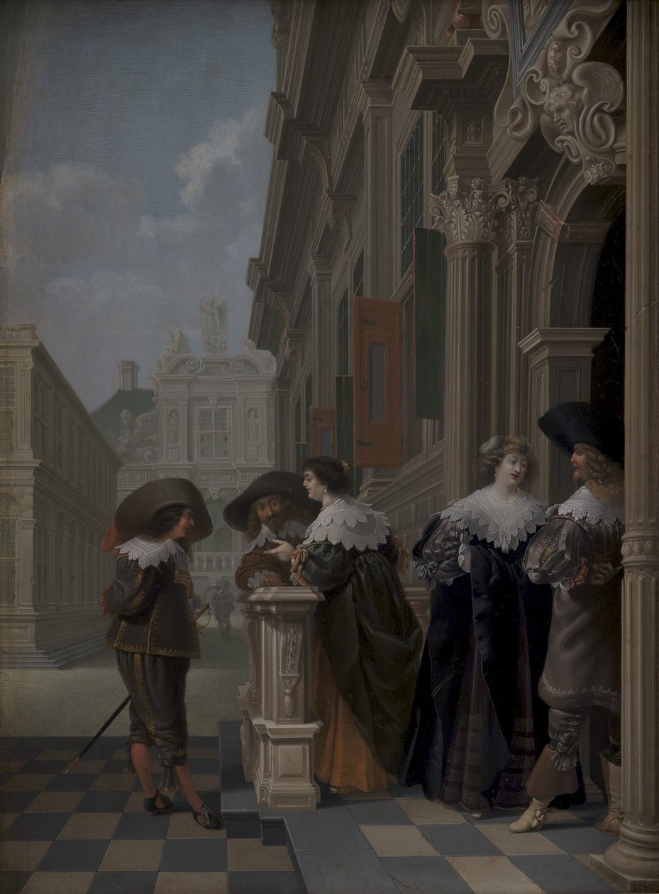 Conversation devant un palais - Dirck van Delen