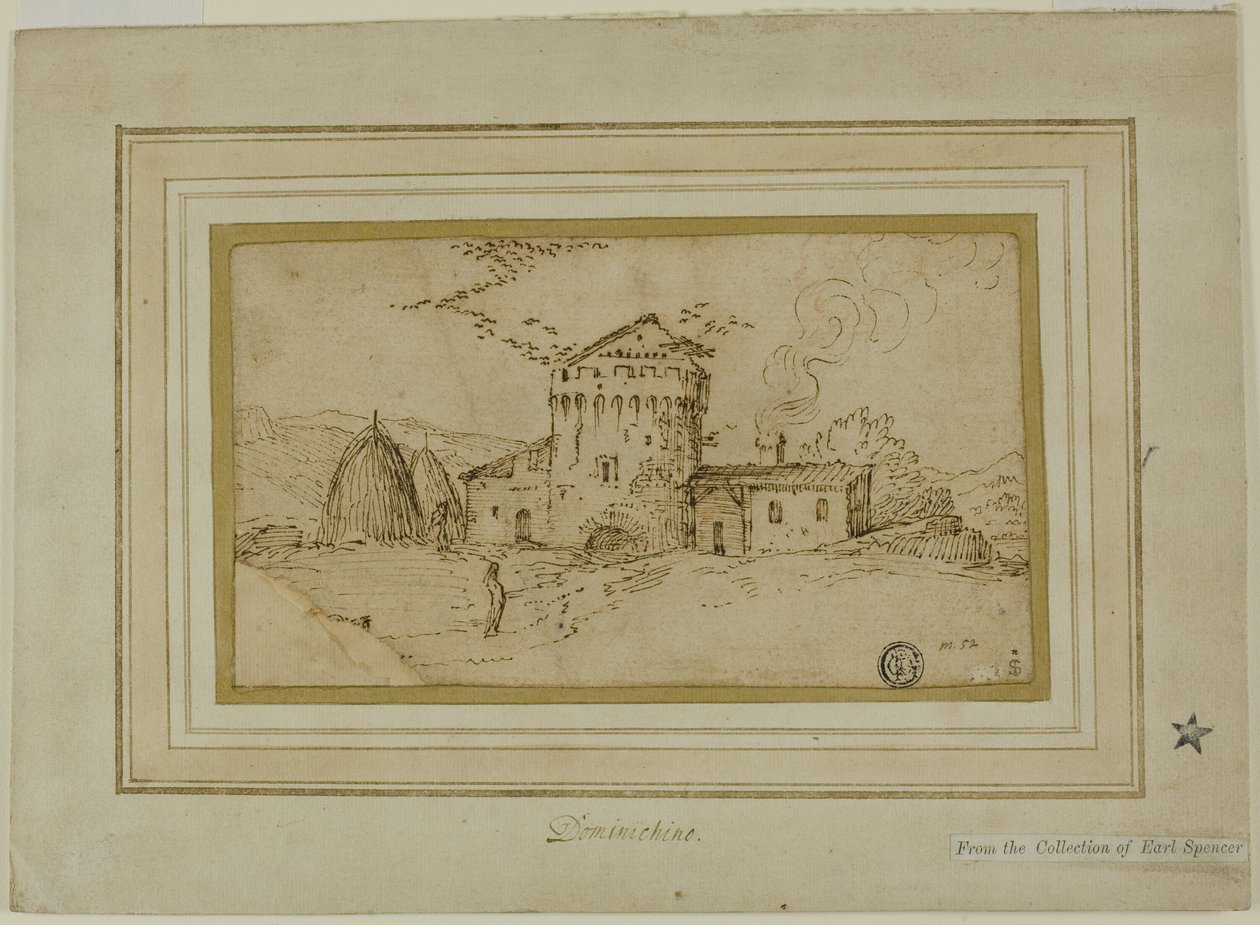 Ferme avec tour et meules de foin - Domenichino