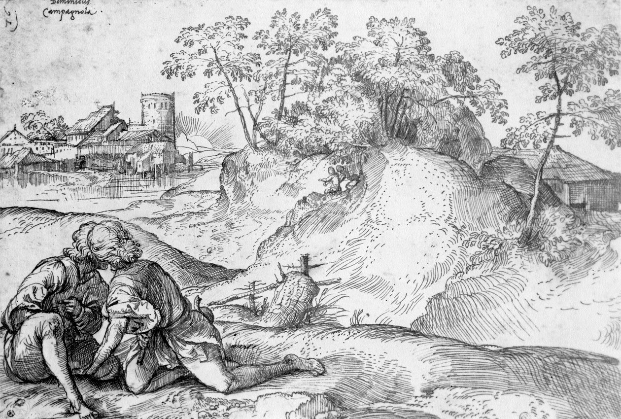 Jeunes dans un paysage - Domenico Campagnola