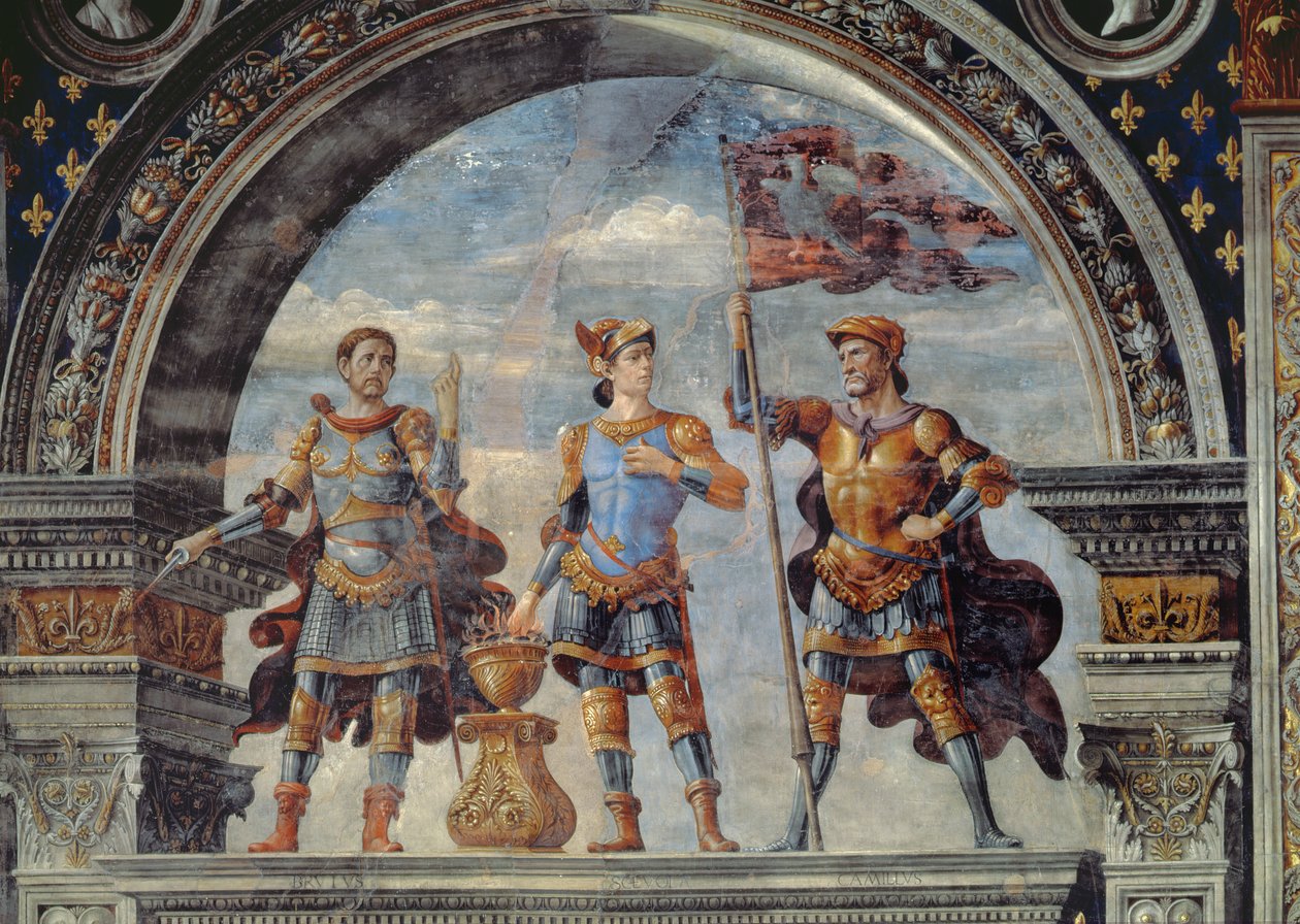 Brutus, Mucius Scaevola et Furio Camillo (détail) - Domenico Ghirlandaio