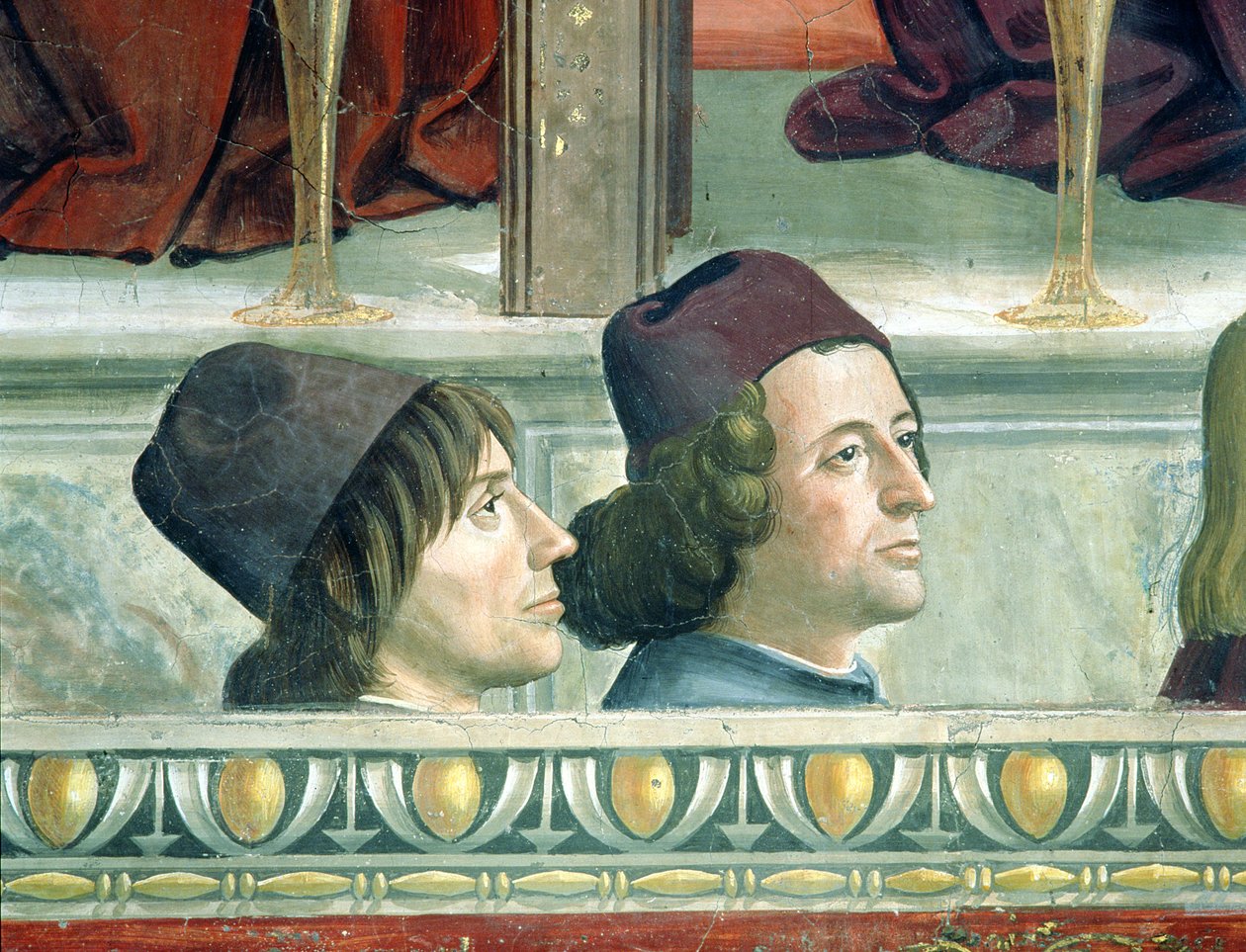 Portraits de Matteo Franco et Luigi Pulci (1432-84) du cycle de la vie de Saint François, c.1483 - Domenico Ghirlandaio