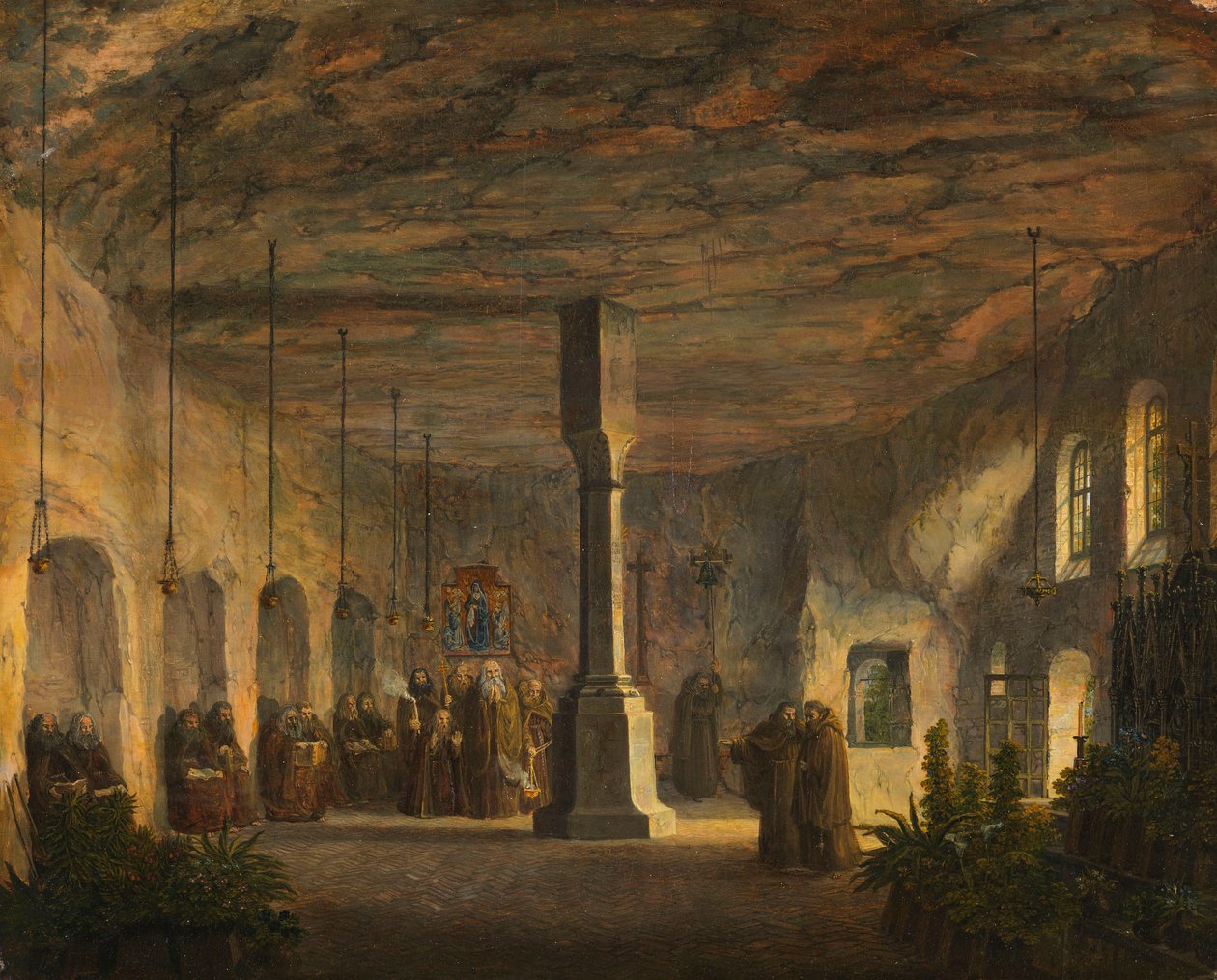 Vue intérieure de la chapelle Saint-Maxime à Salzbourg (Petersfriedhof) - Domenico Quaglio the Younger