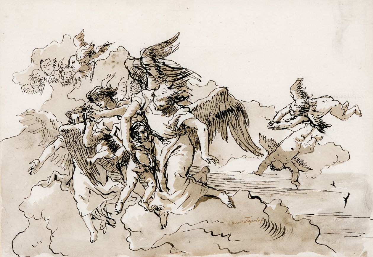 Anges volants et putti - Domenico Tiepolo