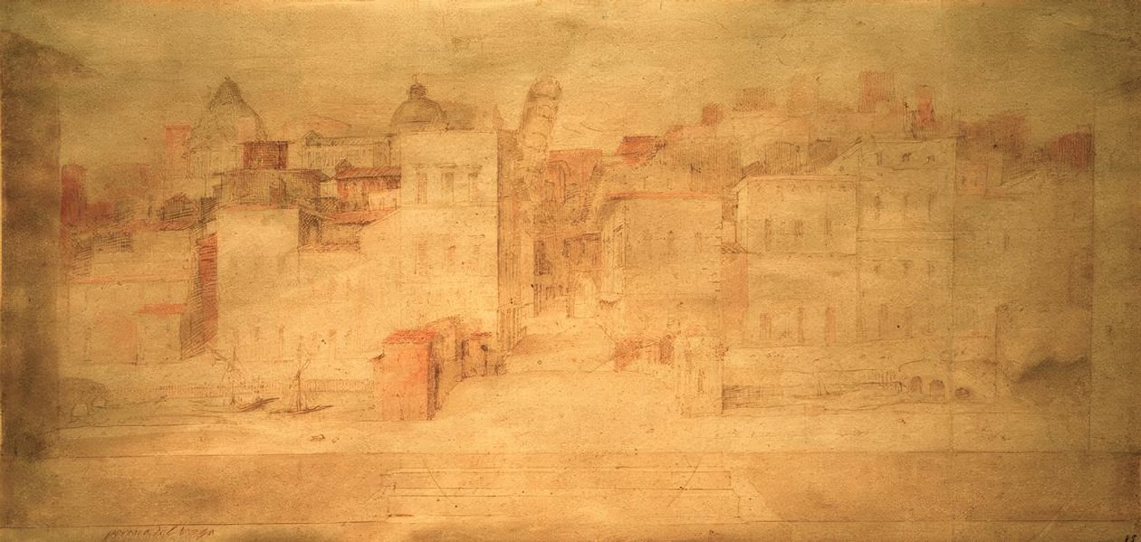 D.Beccafumi, décor de théâtre avec Pise - Domenico Beccafumi