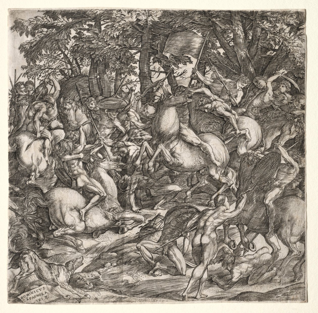 Bataille des hommes nus, 1517 - Domenico Campagnola